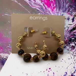 OVERSIZED GOLD AND BROWN HOOP EARRINGS‎
